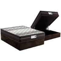 Cama Box Baú Casal: Colchão Molas Probel Prolastic ProDormir Palace + Base CRC Suede Brown(138x188) - 1