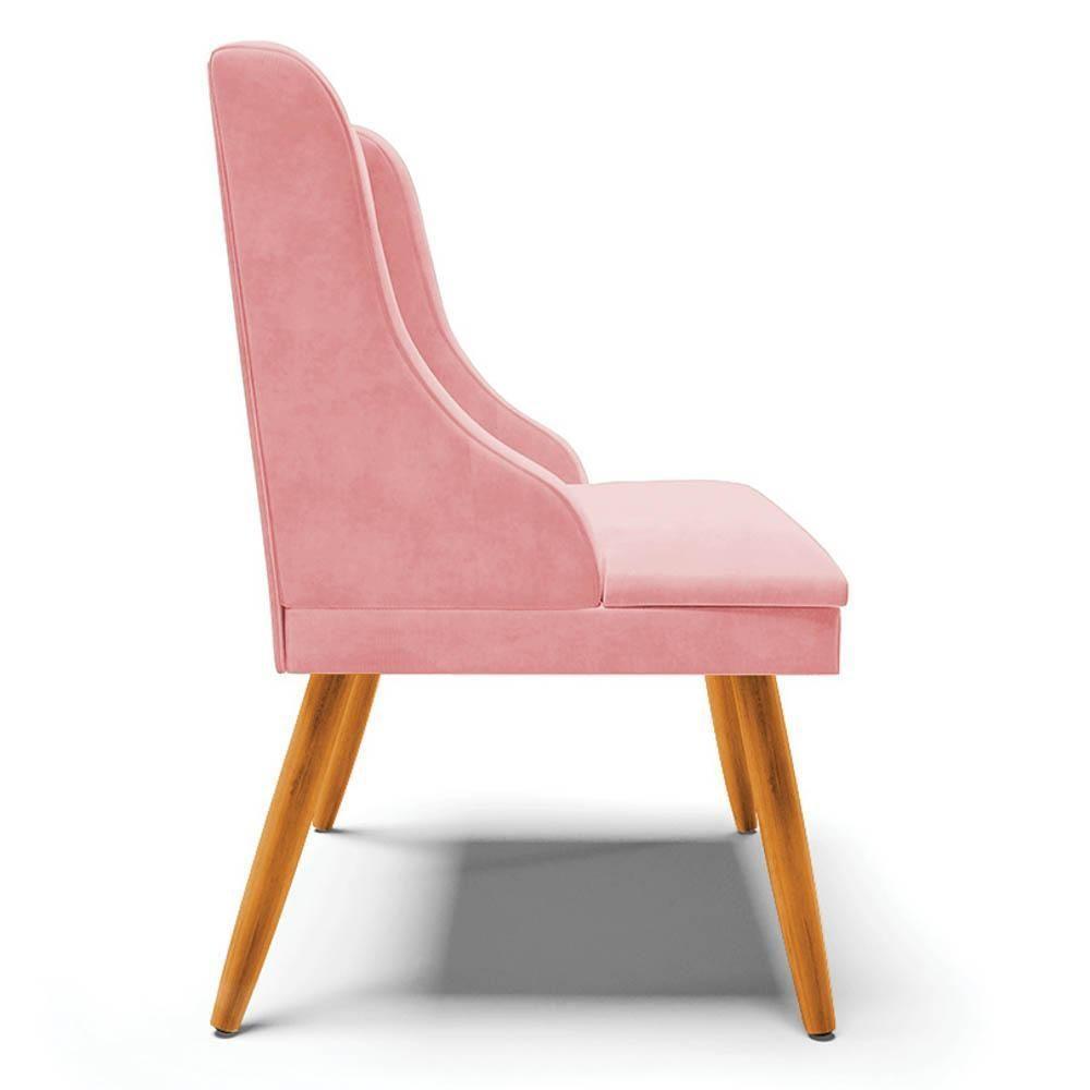 Kit 10 Cadeiras Estofadas Para Sala De Jantar Pés Palito Lia Suede Rosa Bebê - Ibiza - 6