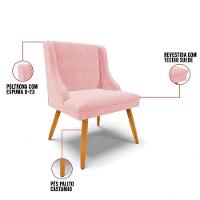 Kit 10 Cadeiras Estofadas Para Sala De Jantar Pés Palito Lia Suede Rosa Bebê - Ibiza - 3
