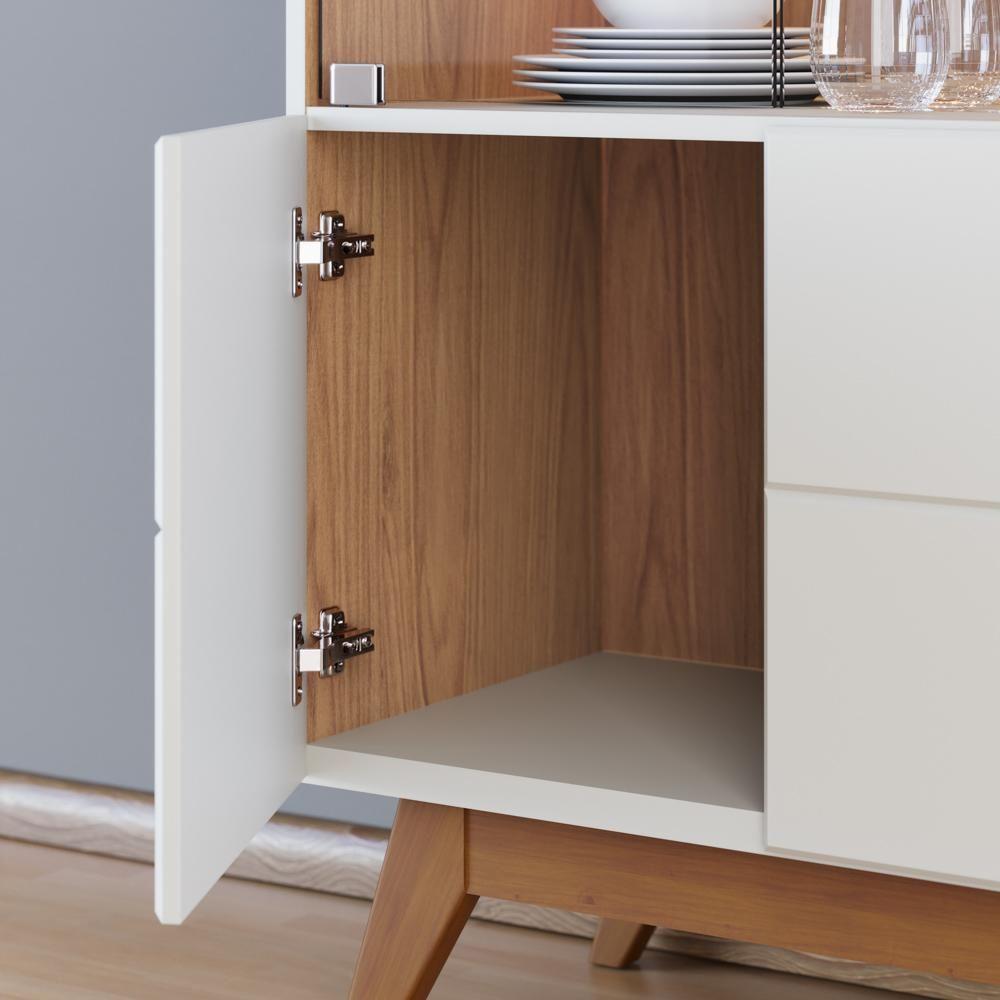 Cristaleira Com Portas De Vidro E Aparador Rebeca C05 Off White/freijó - Mpozenato - 10