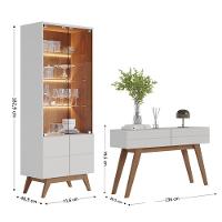 Cristaleira Com Portas De Vidro E Aparador Rebeca C05 Off White/freijó - Mpozenato
