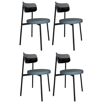 Cadeira De Jantar Estofada Kit 4 Nyka M25 Linho Cinza/preto - Mpozenato