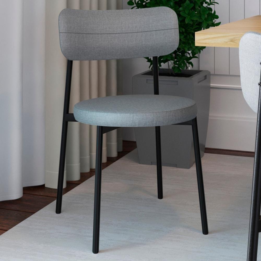 Cadeira De Jantar Estofada Kit 2 Nyka M25 Linho Cinza Cl - Mpozenato - 2