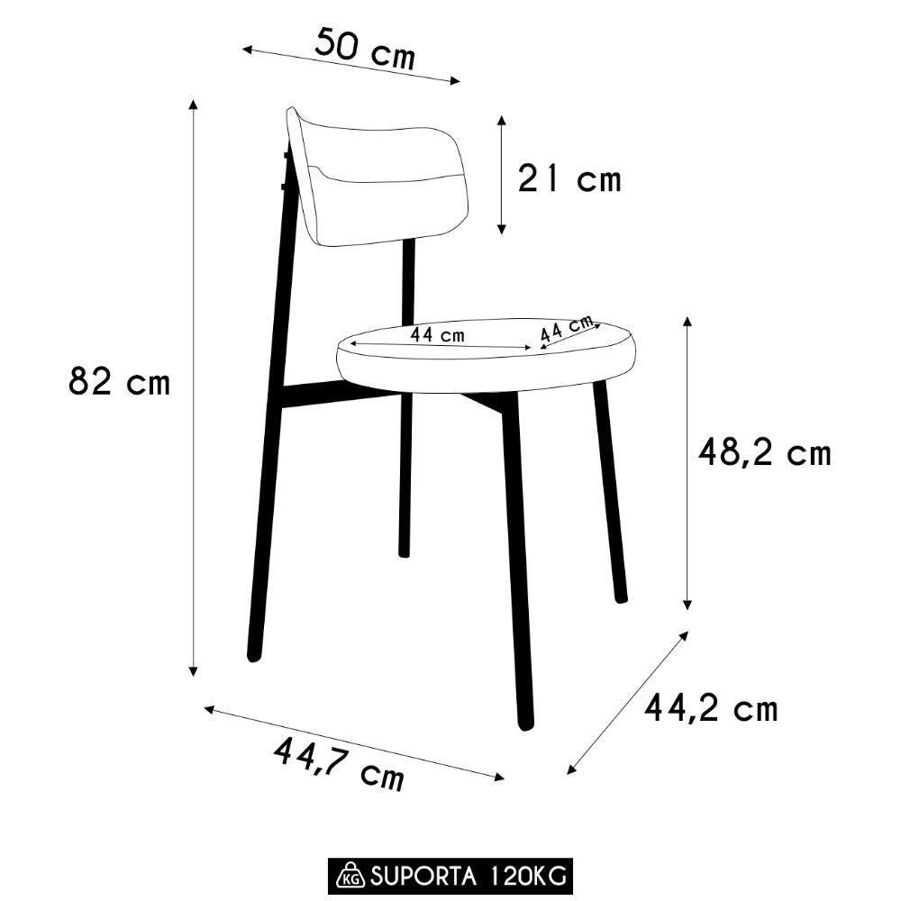 Cadeira De Jantar Estofada Kit 2 Nyka M25 Linho Cinza Cl - Mpozenato - 4