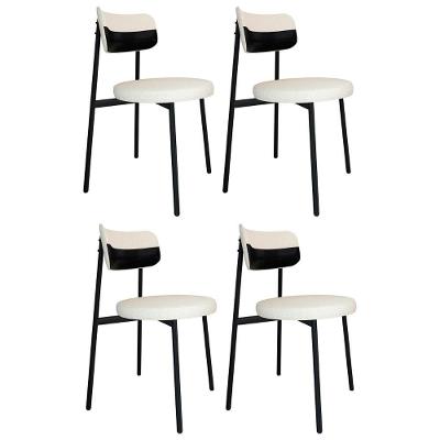 Cadeira De Jantar Estofada Kit 4 Nyka M25 Linho Palha/preto - Mpozenato