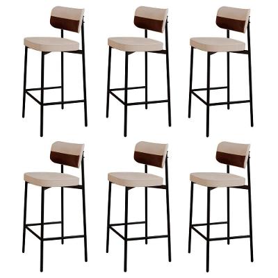 Banqueta Alta Bar Estofada Kit 6 Ella M25 Linho Areia/marrom - Mpozenato