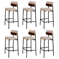 Banqueta Alta Bar Estofada Kit 6 Ella M25 Linho Areia/marrom - Mpozenato - 1