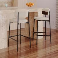 Banqueta Alta Bar Estofada Kit 6 Ella M25 Linho Areia/marrom - Mpozenato - 2