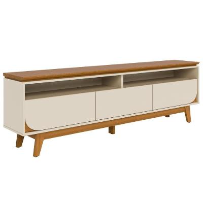 Rack Bancada Tv 75 Polegadas 3 Gavetas 200 Cm Selene Madetec Cinamomo Off White