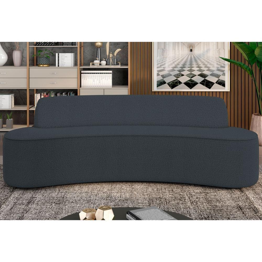 Sofá 4 Lugares Para Sala De Estar Living 260cm Koane D06 Bouclê Cinza Escuro - Mpozenato - 2