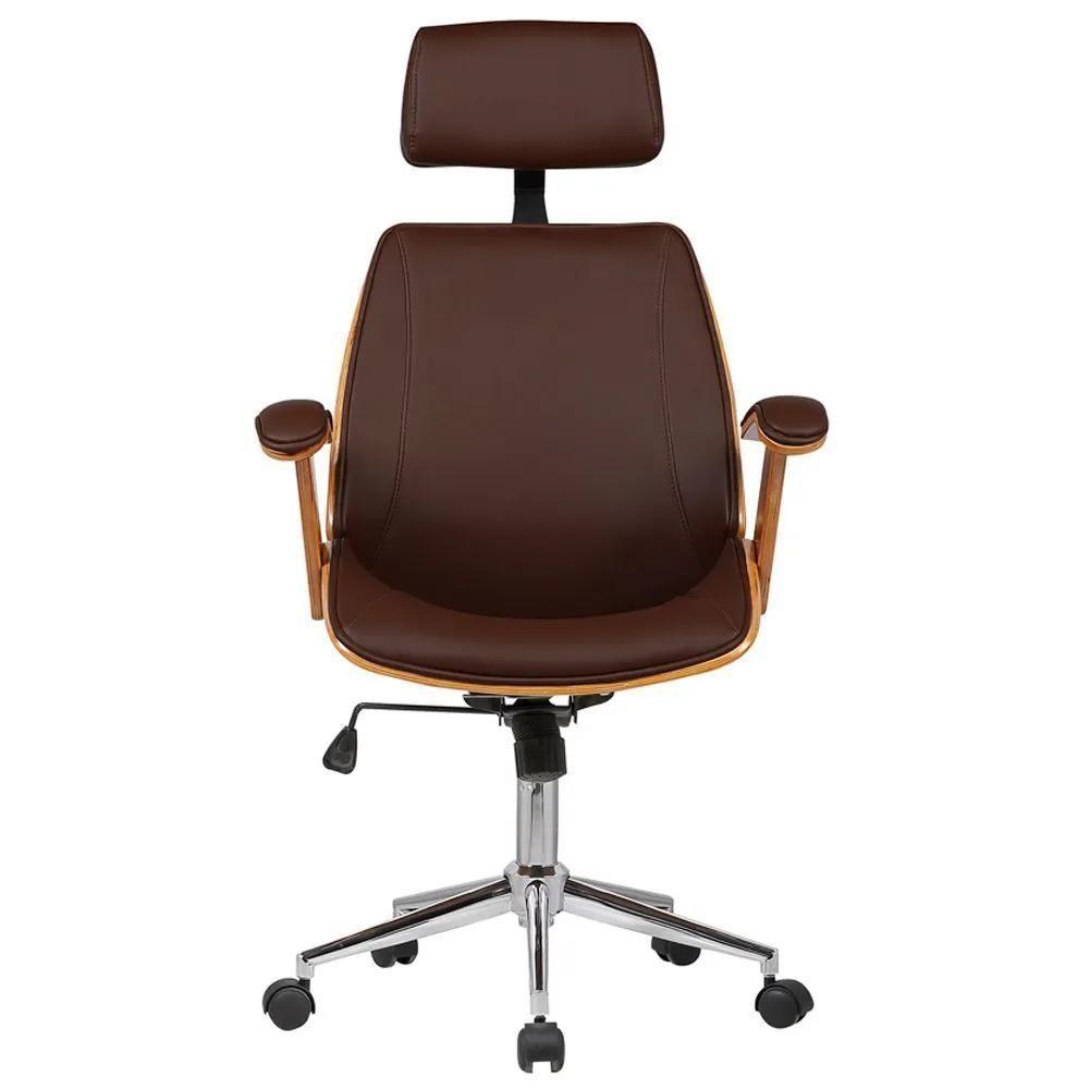 Kit 2 Cadeiras De Escritório Presidente Giratória Liziê R02 Sintético Marrom - Mpozenato - 5