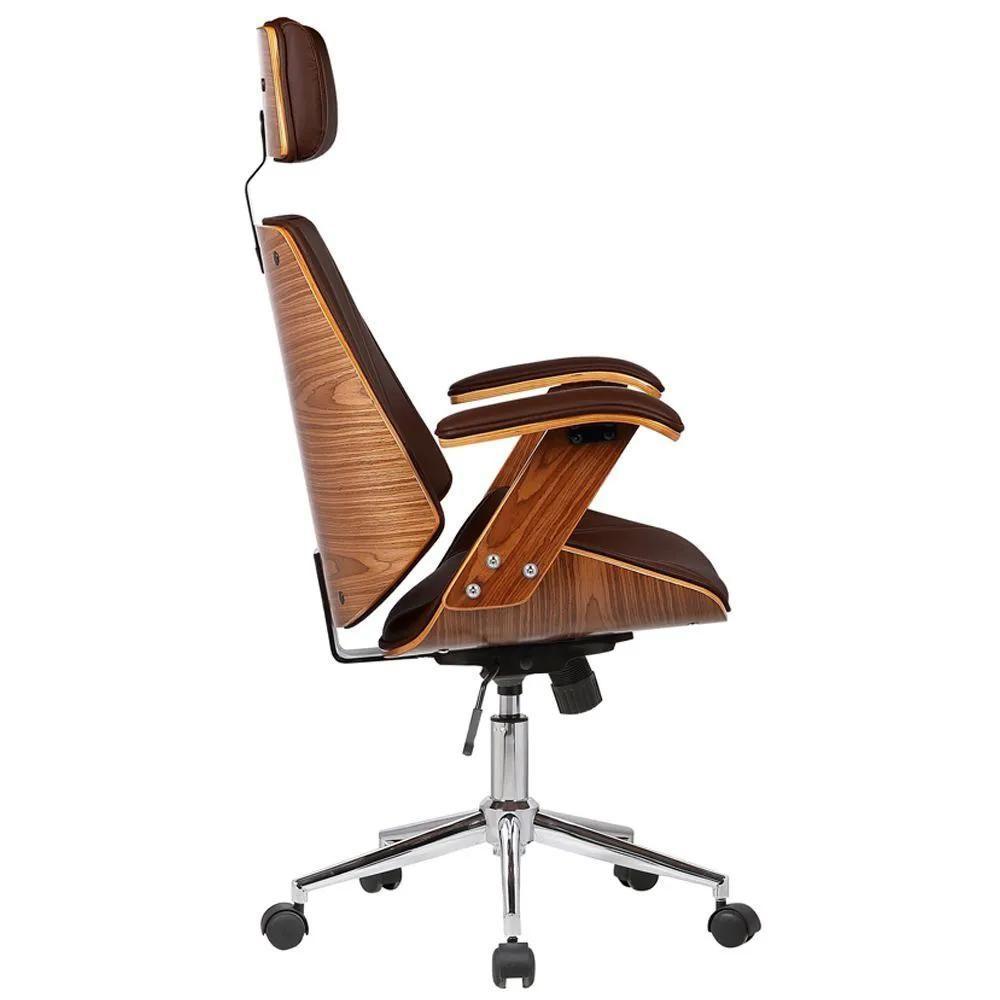 Kit 2 Cadeiras De Escritório Presidente Giratória Liziê R02 Sintético Marrom - Mpozenato - 6