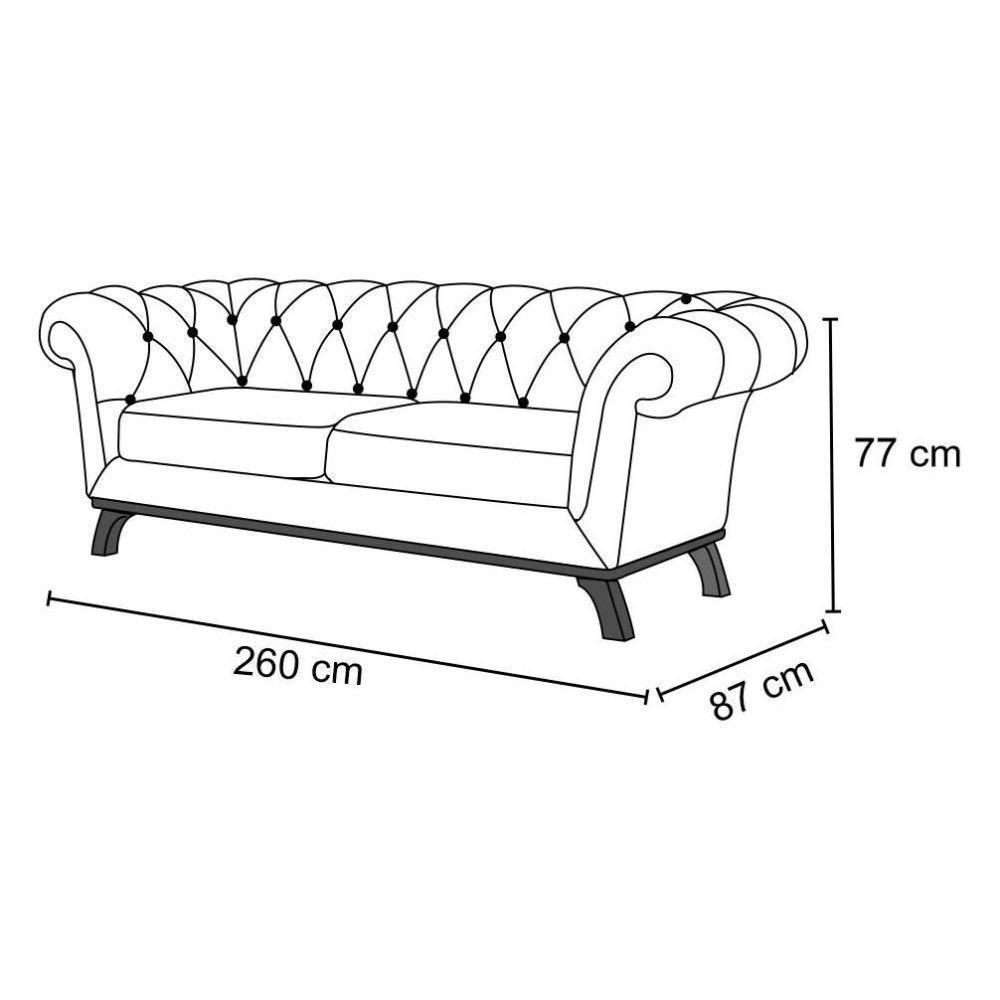 Sofá 260cm 4 Lugares Base Madeira Império C-276 Veludo Terra - Domi - 4