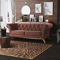 Sofá 260cm 4 Lugares Base Madeira Império C-276 Veludo Terra - Domi - 2