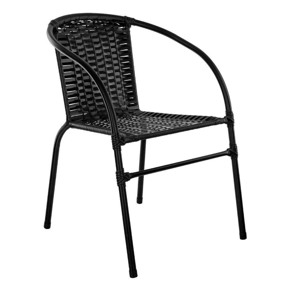 Cadeira De Área Externa Happy Hour De Aço E Fibra Sintética Preto - 1