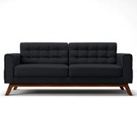 Sofá 180 Cm 3 Lugares Sandero C-300 Veludo Preto - Domi - 3