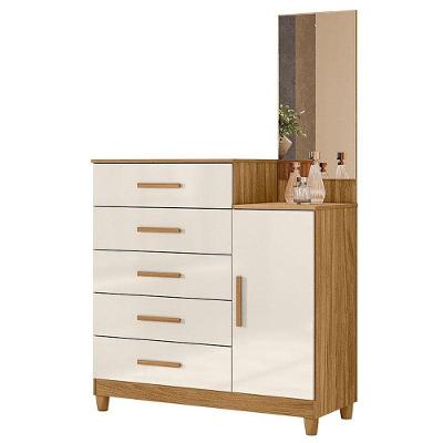 Guarda Roupa Casal Alasca e Cômoda Lisboa 10 Portas 4 Gavetas Freijó Off White MDP