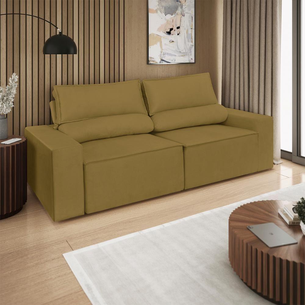Sofá Reclinável Retrátil 2 Lugares Com Molas Balaqui Decor Capuccino - 2