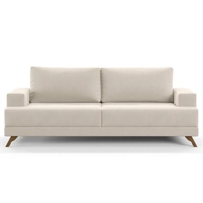 Sofá 3 Lugares 200cm Living Pés Curvos Santi D05 Suede Bege - Mpozenato