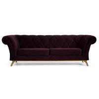 Sofá 280cm 4 Lugares Base Madeira Império C-292 Veludo Uva - Domi - 1