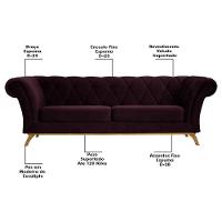 Sofá 280cm 4 Lugares Base Madeira Império C-292 Veludo Uva - Domi - 3