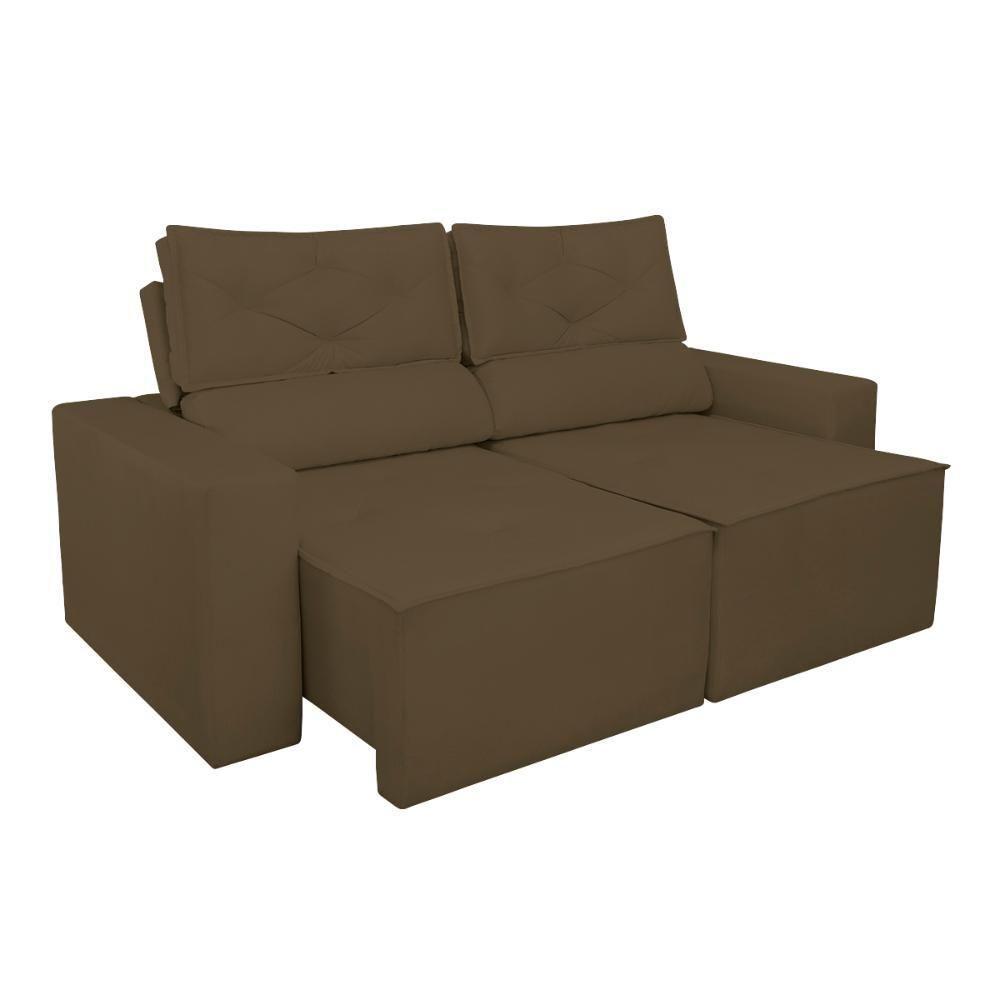 Sofá Reclinável Retrátil 3 Lugares Luxo C- Molas Balaqui Marrom - 8