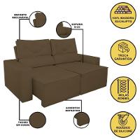 Sofá Reclinável Retrátil Luxo 2 Lugares C- Molas Balaqui Marrom - 3