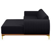 Sofá 265cm 4 Lugares Com Chaise Direito Pés Gold Molino D-465 Linho Chumbo - Domi - 6