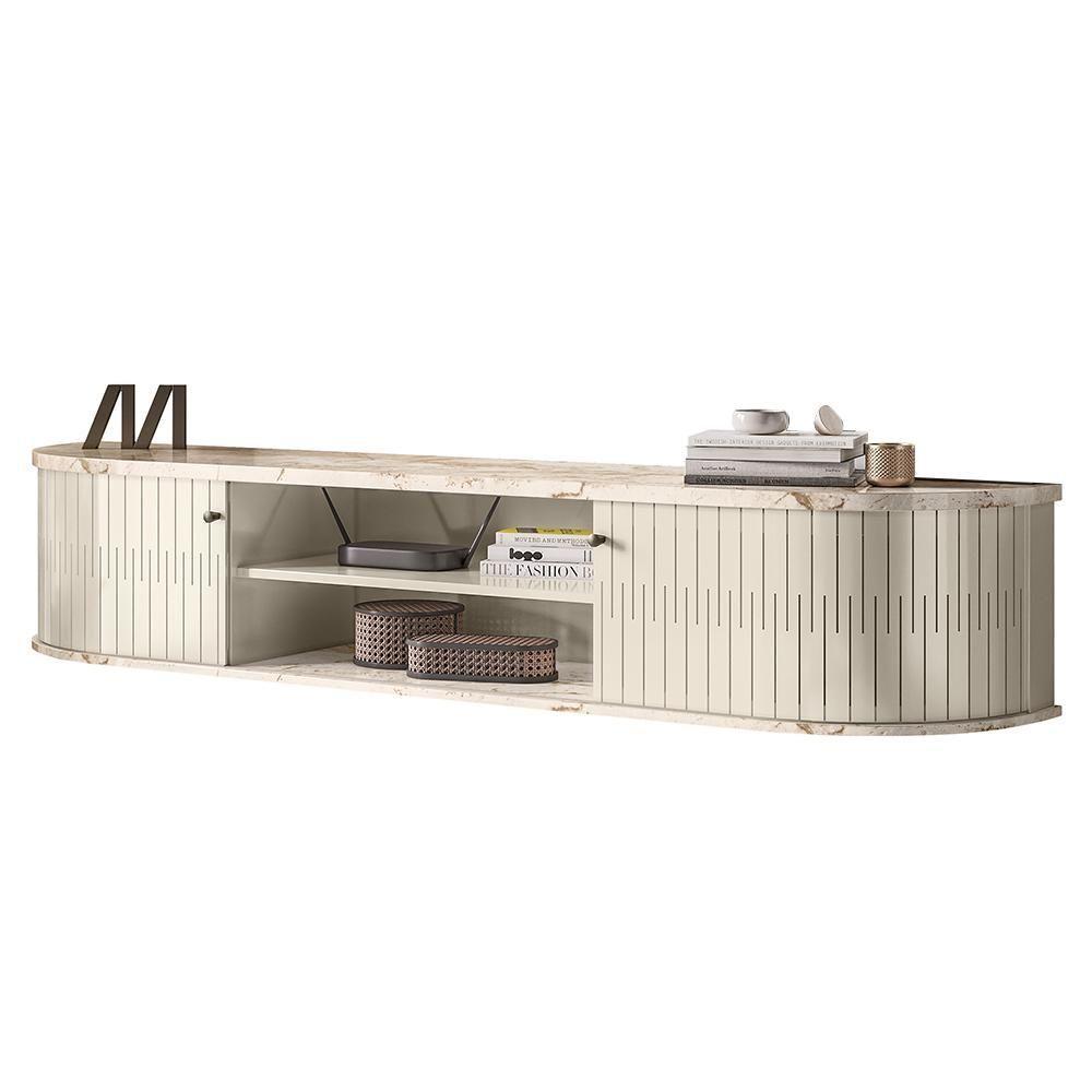 Rack Bancada Para Tv 75 Pol Suspenso 183cm Arvin Z10 Calacata/off White - Mpozenato - 1