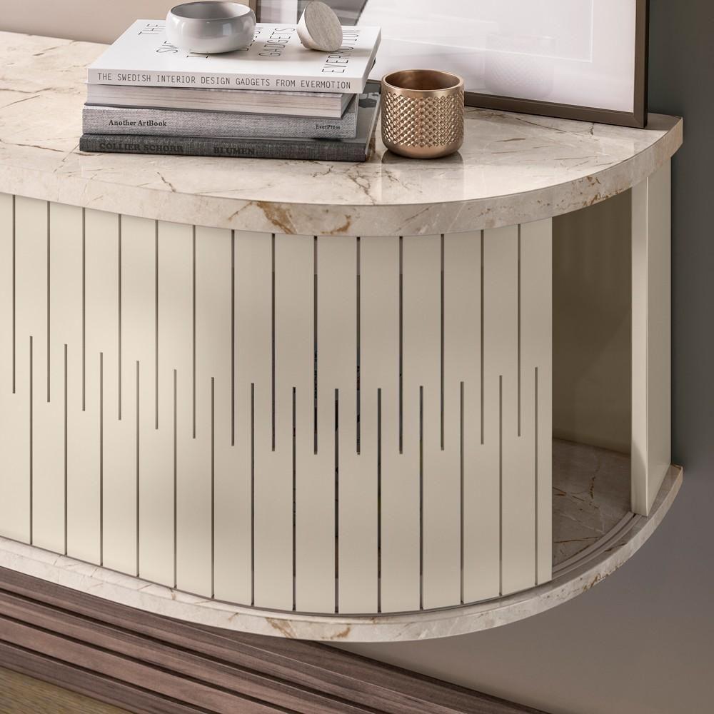 Rack Bancada Para Tv 75 Pol Suspenso 183cm Arvin Z10 Calacata/off White - Mpozenato - 5