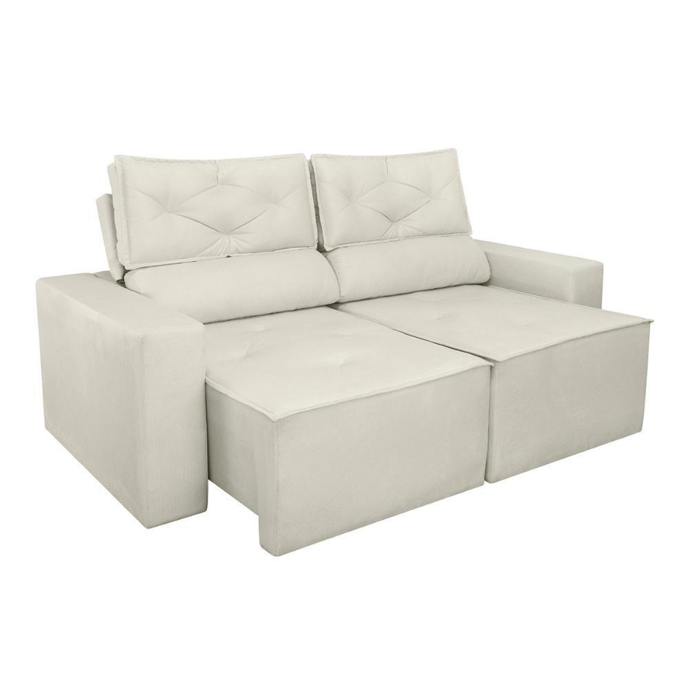 Sofá Reclinável Retrátil Luxo 2 Lugares C- Molas Balaqui Bege - 6