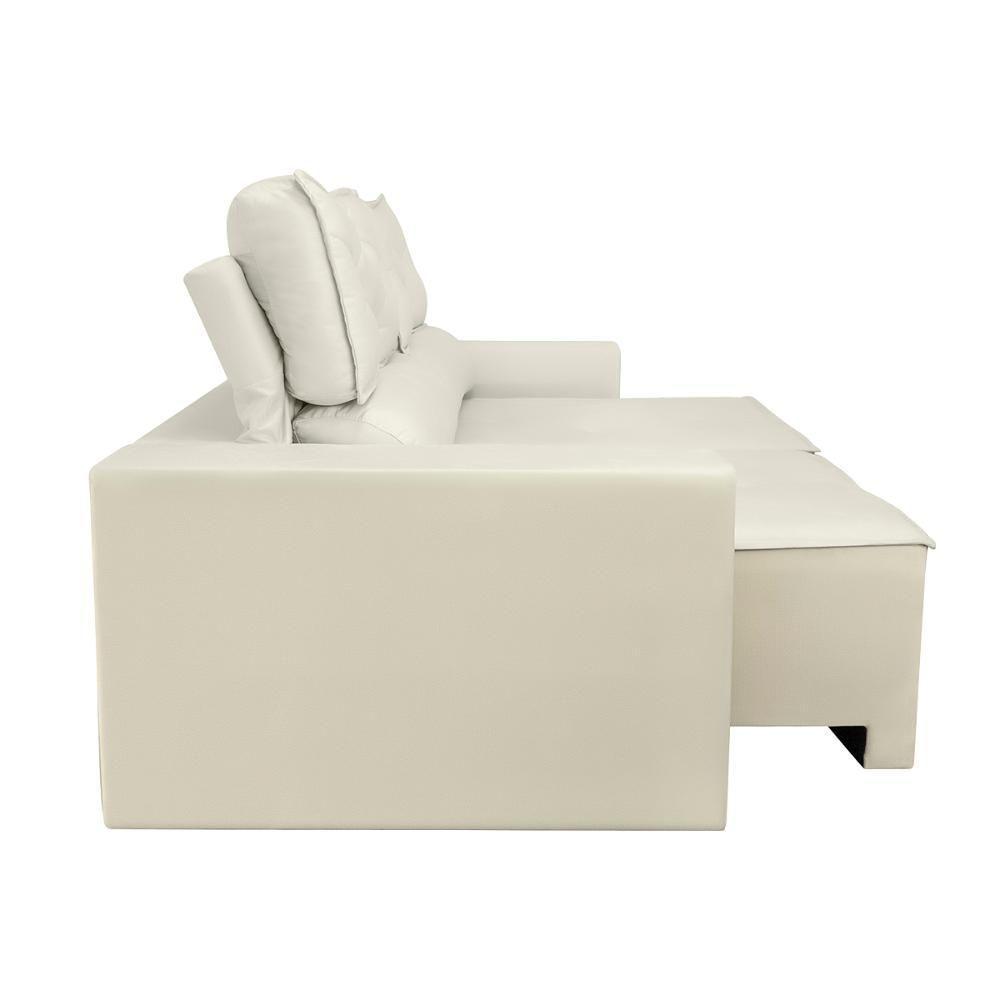 Sofá Reclinável Retrátil Luxo 2 Lugares C- Molas Balaqui Bege - 8