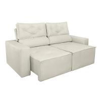 Sofá Reclinável Retrátil Luxo 2 Lugares C- Molas Balaqui Bege - 6