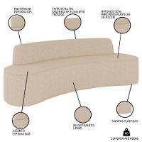 Sofá 4 Lugares Para Sala De Estar Living 230cm Koane D06 Linho Marfim - Mpozenato - 7
