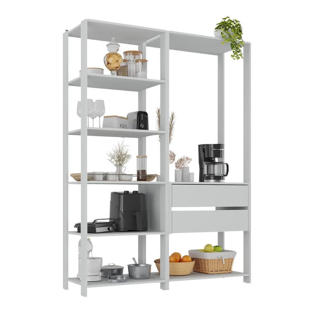 Armário De Cozinha Modulada Compacta 135cm 2 Peças Com 2 Gavetas Multimóveis Mp2284 Branco - 2