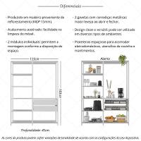 Armário De Cozinha Modulada Compacta 135cm 2 Peças Com 2 Gavetas Multimóveis Mp2284 Branco - 3