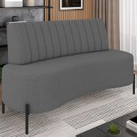 Sofá 2 Lugares 160cm Pés Aço Preto Tamar Z08 Boucle Grafite - Mpozenato - 2