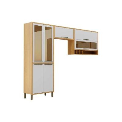 Kit Completo 3 Peças Syrah 4 Portas MDF 74.5cm Amêndoa Off White para Ambiente Planejado