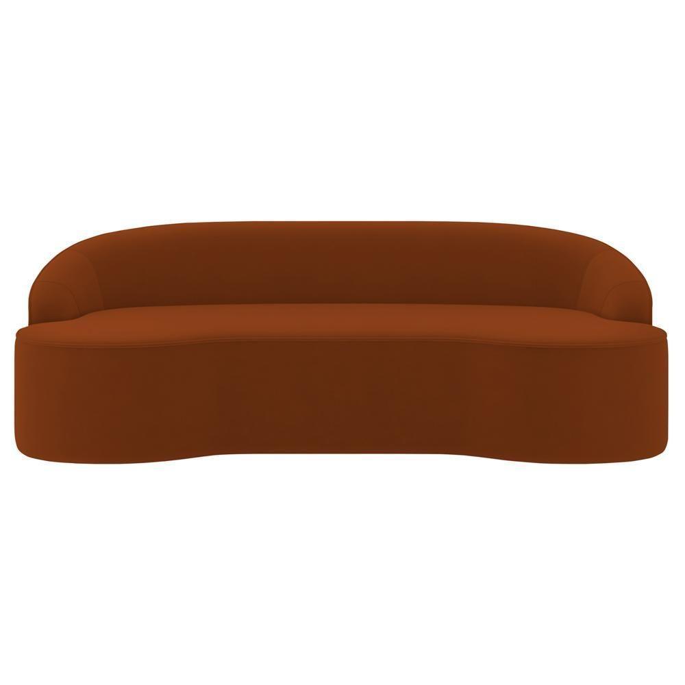 Sofá 3 Lugares Para Sala De Estar Living 210cm Theo D06 Veludo Laranja - Mpozenato - 6