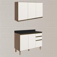 Armario Aereo Balcao Tampo 120cm Mdf Kali Nicioli Carvalho Toq Off White Cetim - 2