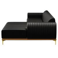 Sofá 230cm 4 Lugares Com Chaise Direito Pés Gold Molino B-159 Corano Preto - Domi - 6
