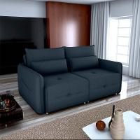 Sofá Cama 2 Lugares Com Almofadas 205cm Celine Suede Petróleo Matrix Suede Petróleo - 4