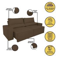 Sofá Reclinável Retrátil 3 Lugares Com Molas Balaqui Decor Marrom - 5