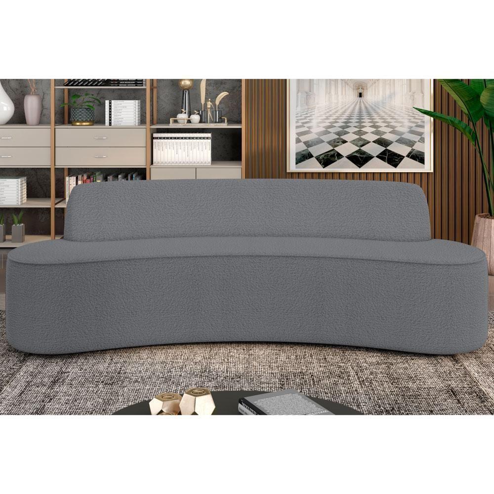 Sofá 4 Lugares Para Sala De Estar Living 230cm Koane D06 Bouclê Cinza - Mpozenato - 2