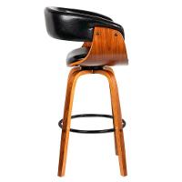 Kit 4 Banquetas Giratória Alta Com Encosto Base Madeira Ravi R02 Sintético Preto - Mpozenato - 8