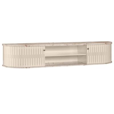 Rack Suspenso Tv 75 Polegadas 2 portas 183 Cm Algarve Madetec Calacata Off White
