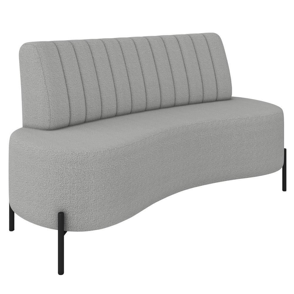 Sofá 2 Lugares 160cm Pés Aço Preto Tamar Z08 Boucle Cinza - Mpozenato - 1