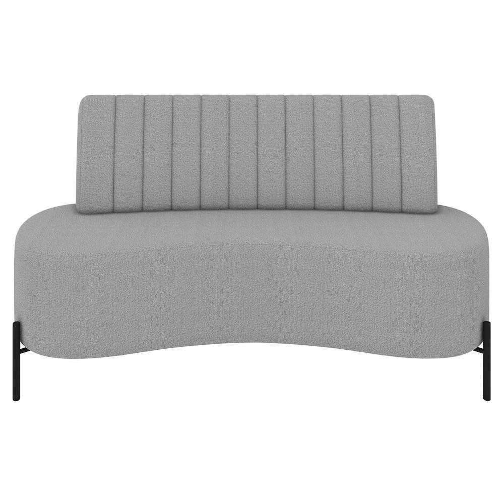 Sofá 2 Lugares 160cm Pés Aço Preto Tamar Z08 Boucle Cinza - Mpozenato - 5