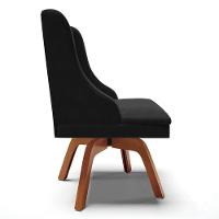Kit 2 Cadeiras Estofadas Giratória Para Sala De Jantar Lia Suede Preto - Ibiza - 6