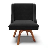 Kit 2 Cadeiras Estofadas Giratória Para Sala De Jantar Lia Suede Preto - Ibiza - 8